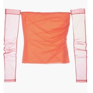 Helmut Lang Sheer Long Sleeve 2-in-1 Blouse Top, NEW